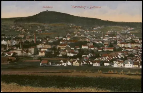 Postcard Warnsdorf Varnsdorf Stadt mit Spitzberg 1913