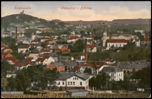 Postcard Warnsdorf Varnsdorf Stadtpartie Burgbergwarte 1913