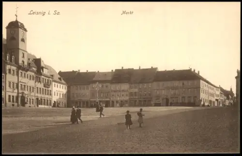 Ansichtskarte Leisnig Hotel Goldner Löwe Markt 1914