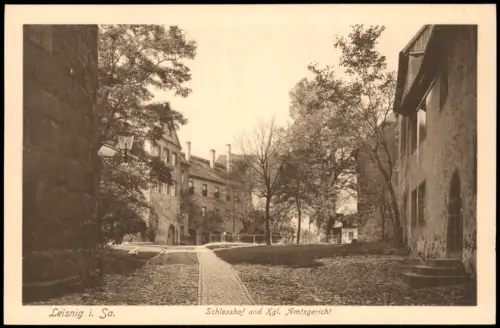 Ansichtskarte Leisnig Schlosshof und Kgl. Amtsgericht 1913
