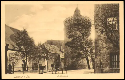 Ansichtskarte Leisnig Schloss Mildenstein Schlosshof 1915