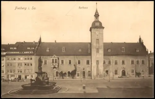 Ansichtskarte Freiberg (Sachsen) Markt und Rathaus 1914
