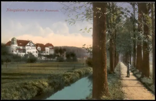 Ansichtskarte Königsbrück Kinspork Partie an dee Promenade 1917
