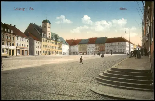 Ansichtskarte Leisnig Marktplatz 1914