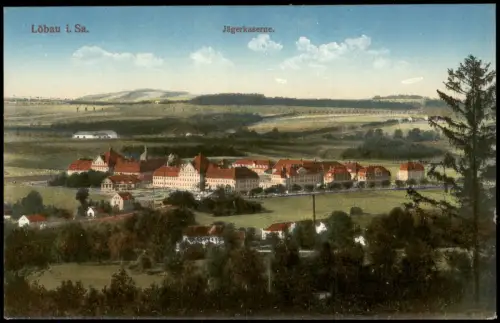 Ansichtskarte Löbau Fernblick auf die Kaserne 1914