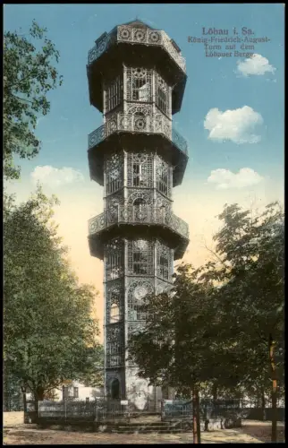 Ansichtskarte Löbau König-Friedrich-August-Turm auf dem Löbauer Berge. 1914