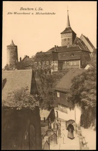 Ansichtskarte Bautzen Budyšin Alte Wasserkunst u. Michaeliskirche 1914