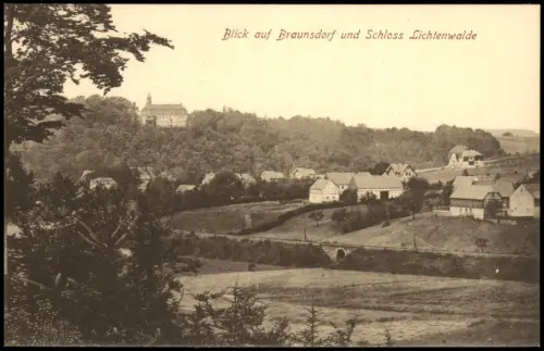 Braunsdorf-Lichtenwalde Blick auf Stadt und Schloss Lichtenwalde 1914