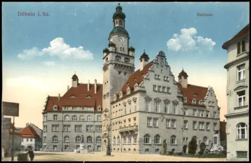 Ansichtskarte Döbeln Partie am Rathaus 1914