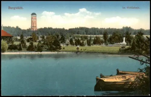 Ansichtskarte Burgstädt Wettin-Hain Wasserturm 1914
