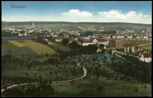 Ansichtskarte Burgstädt Fernblick auf die Stadt 1914