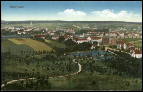 Ansichtskarte Burgstädt Fernblick auf die Stadt 1914