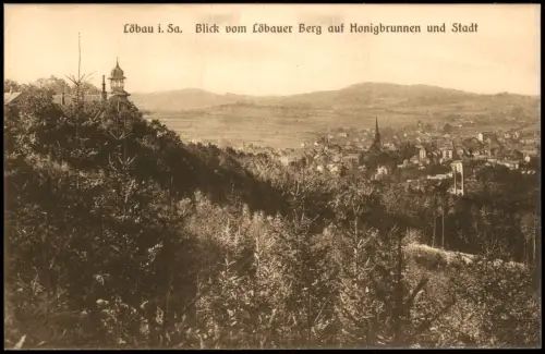 Ansichtskarte Löbau Blick vom Löbauer Berge Honigbrunnen Oberlausitz 1914