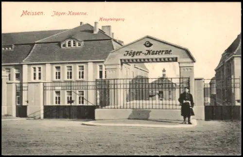 Ansichtskarte Meißen Jäger-Kaserne. Haupteingang. 1914