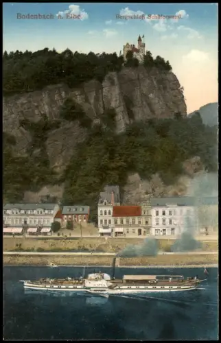 Tetschen-Bodenbach Decín Bergschloß Schäferwand Dampfer Austria 1914