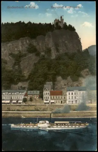 Tetschen-Bodenbach Decín Bergschloß Schäferwand Dampfer Austria 1914