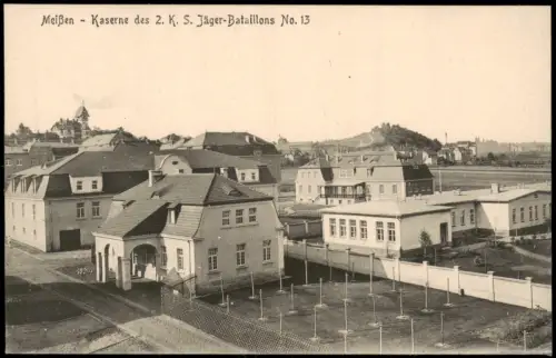 Ansichtskarte Meißen Kaserne des 2. K. S. Jäger-Bataillons No. 13 1914