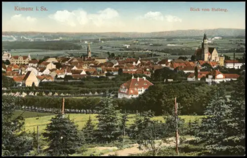 Ansichtskarte Kamenz Kamjenc Blick vom Hutberg - Fernsicht 1914