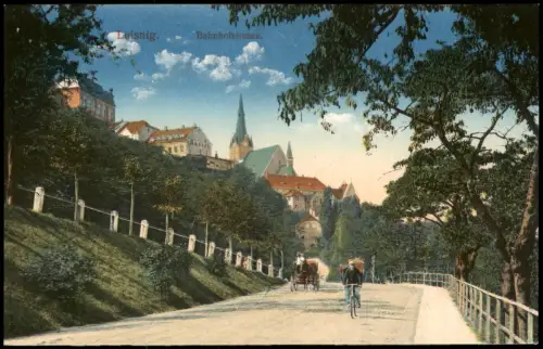 Ansichtskarte Leisnig Partie in der Bahnhofstrasse 1915