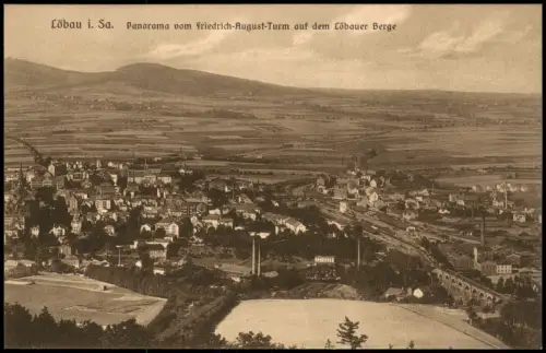 Ansichtskarte Löbau vom Friedrich-August-Turm auf dem Löbauer Berge 1914