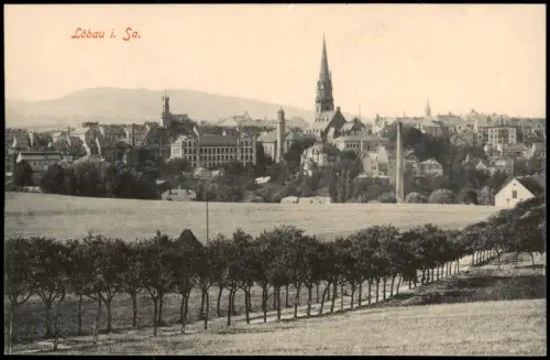 Ansichtskarte Löbau Blick vom Stadtrand auf die Stadt 1914