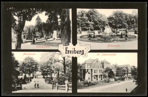 Freiberg (Sachsen) 4 Bild Albertpark. Schlossplatz. Albertpark. 1914