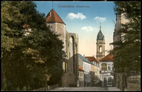 Ansichtskarte Großenhain Klosterruine Straßenpartie 1914