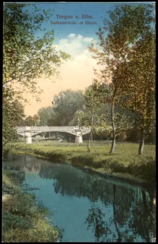 Ansichtskarte Torgau Ziethenbrücke im Glacis 1914