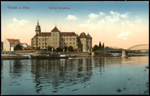 Ansichtskarte Torgau Schloss Hartenfels Elbdampfer 1914