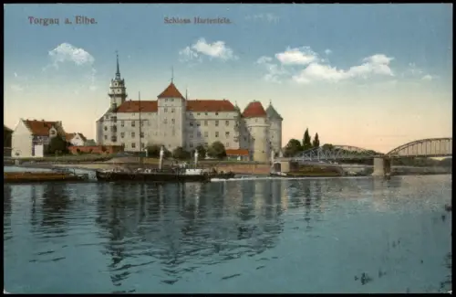 Ansichtskarte Torgau Schloss Hartenfels Elbdampfer 1914