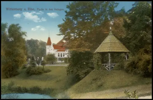 Ansichtskarte Lutherstadt Wittenberg Elbe. Partie in den Anlagen. 1915