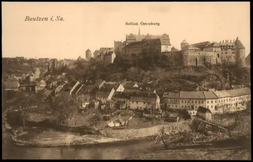 Ansichtskarte Bautzen Budyšin Panorama mit Schloß Ortenburg 1912
