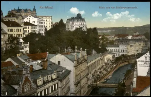 Postcard Karlsbad Karlovy Vary Blick von der Stefanspromenade. 1915