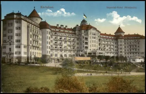 Postcard Karlsbad Karlovy Vary Imperial-Hotel Westseite 1915