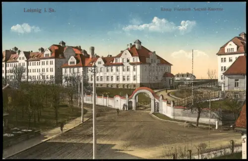 Ansichtskarte Leisnig Eingang Friedrich-August-Kaserne 1915