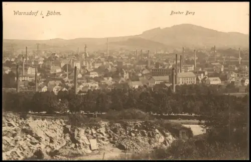 Postcard Warnsdorf Varnsdorf Stadtpartie, Breiter Berg 1914
