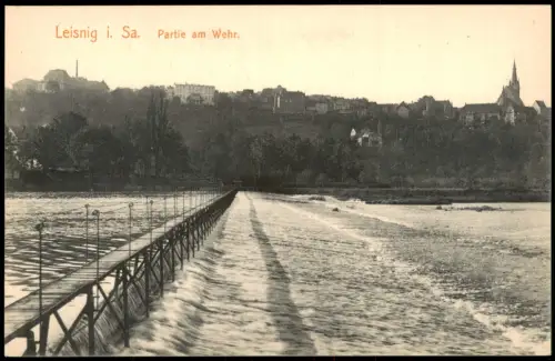 Ansichtskarte Leisnig Partie am Wehr. 1913