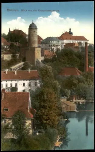 Ansichtskarte Bautzen Budyšin Blick von der Kronprinzenbrücke. 1914