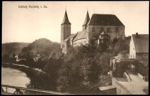Ansichtskarte Rochlitz Schloss Fluß 1913
