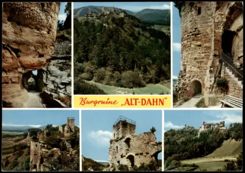 Ansichtskarte Dahn Burgruine ALT-DAHN Mehrbild-AK 6 Ansichten 1970