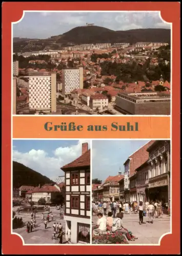 Suhl DDR Mehrbildkarte mit Übersicht Dianabrunnen Steinweg 1986