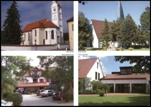 Aystetten Mehrbildkarte Ortsansichten Pfarrzentrum Senioren-Zentrum Kirchen 2000