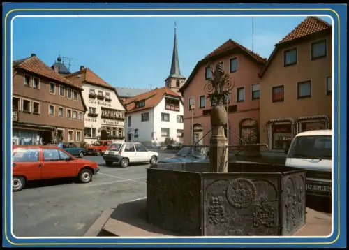 Bischofsheim Rhön Marktplatz Marktbrunnen Autos Auto-Parkplatz 2000