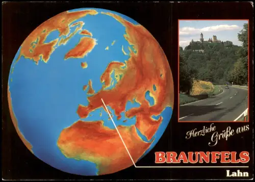Ansichtskarte Braunfels (Lahn) Schloss Fernansicht & Globus-Lage 1980