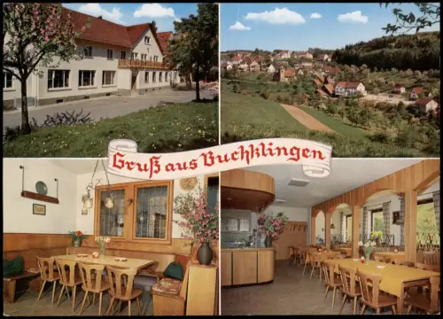 Buchklingen (Birkenau) Gasthaus GRÜNER BAUM Mehrbildkarte Odenwald Region 1975