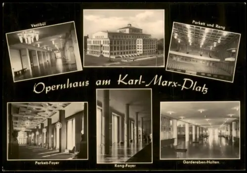 Leipzig DDR Mehrbildkarte Opernhaus am Karl-Marx-Platz 1967/1966