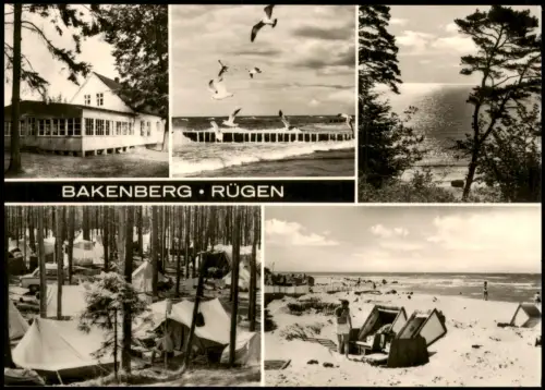 Dranske DDR Mehrbildkarte mit Strand Ostsee auf Rügen, Bakenberg 1971