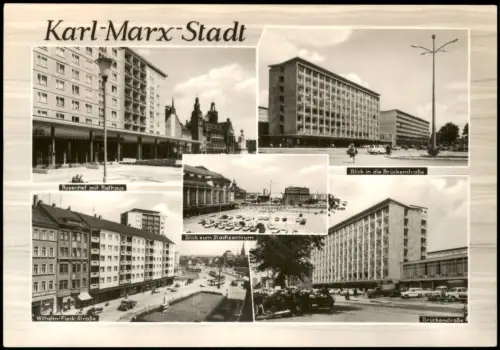 Chemnitz DDR Mehrbildkarte mit Blick in die Brückenstraße Rosenhof  1968