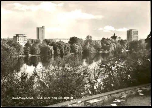 Chemnitz Panorama-Ansicht zur DDR-Zeit Blick über den Schloßteich 1979/1975