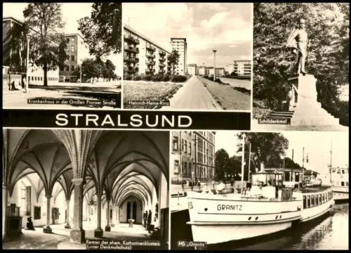 Stralsund DDR Heinrich-Heine-Ring Krankenhaus  Proraer Straße Schiff MS   1968